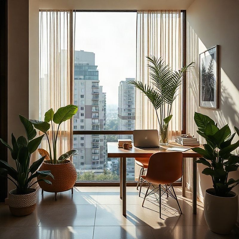 Client comparing apartment floor plans with a real estate agent at a desk