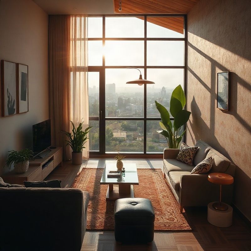 Real estate agent showing a visitor an apartment living room in Salvador